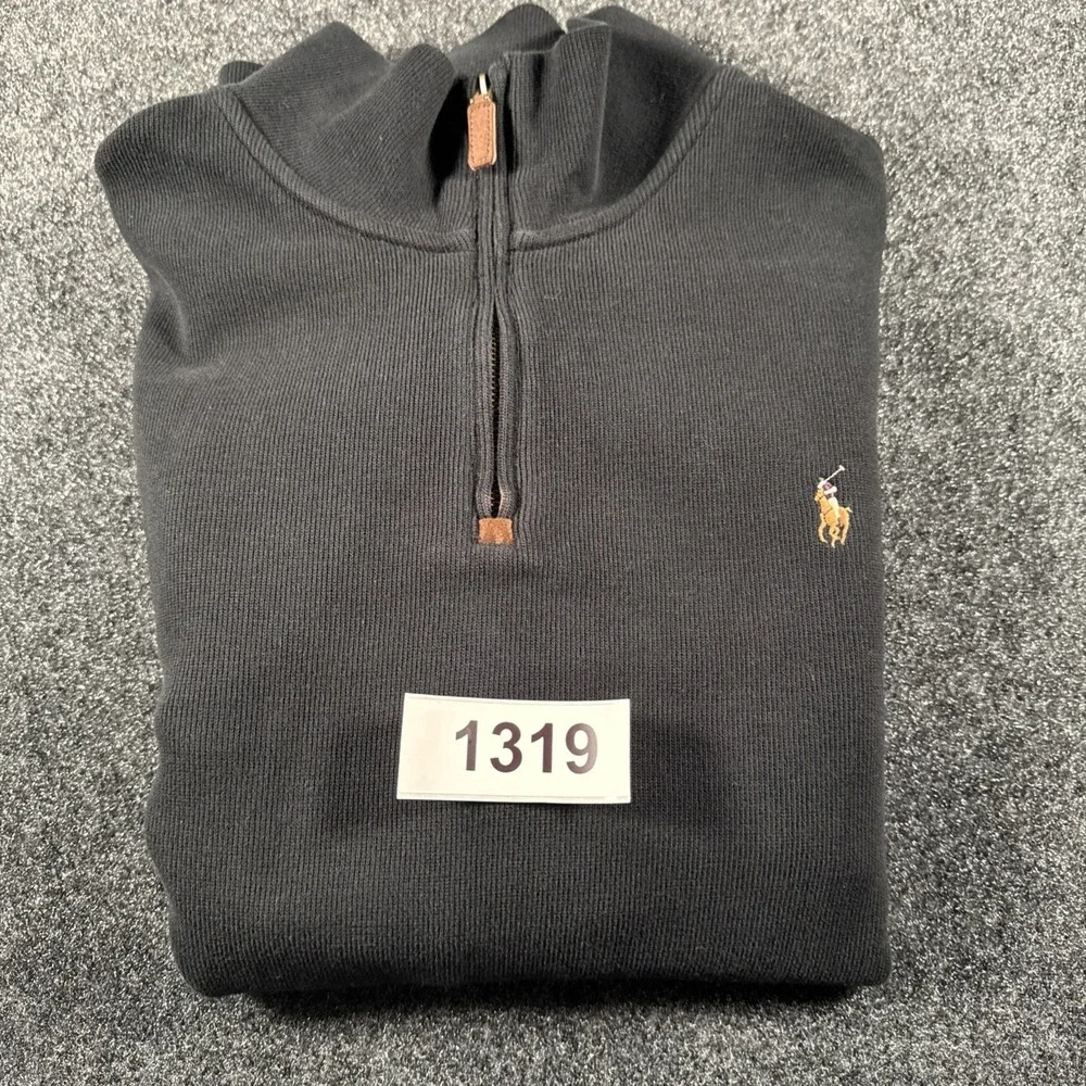 Polo Ralph Lauren Mens Pullover Sweater 1/4 Zip, XXL, Black, Big & Tall Cotton